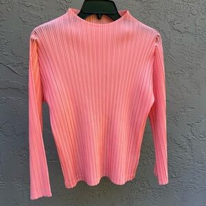 Coral Mock Neck Long Sleeve Blouse